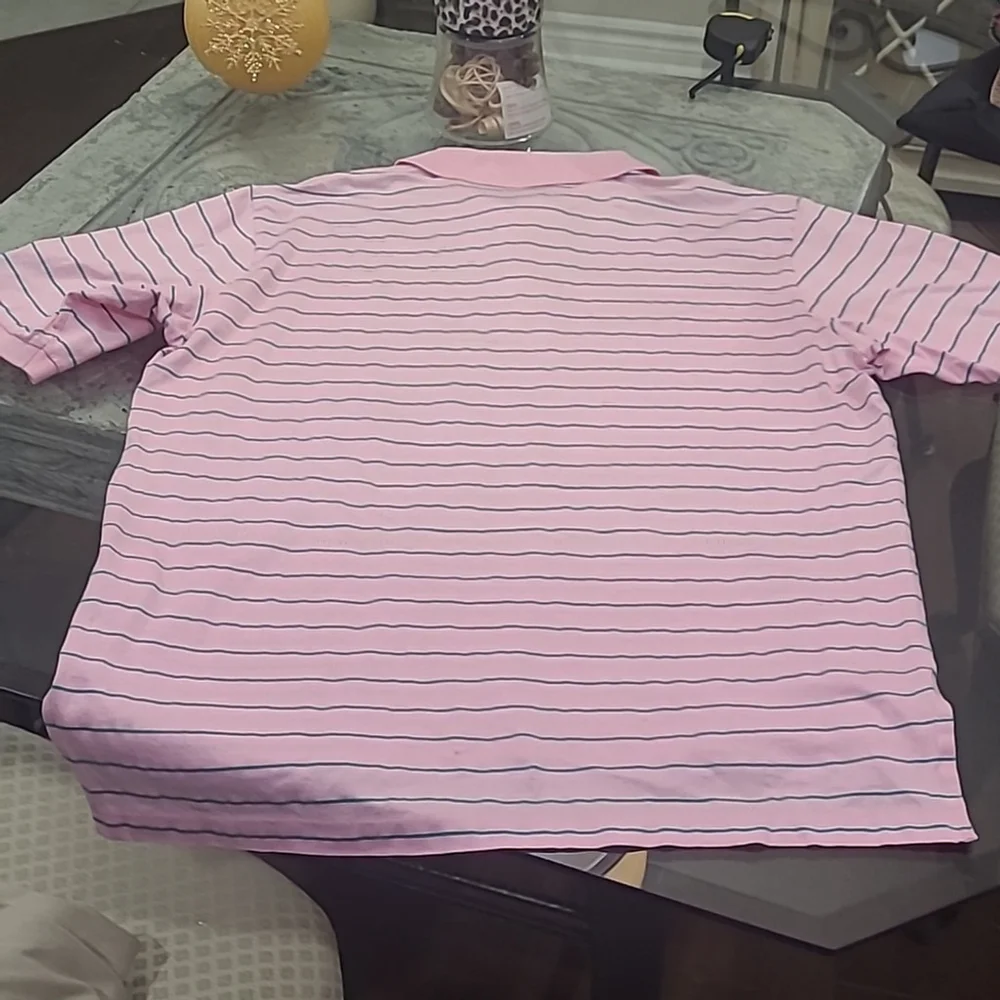 Ralph LAUREN GOLF men's Pink Striped Polo Golf Shirt Large